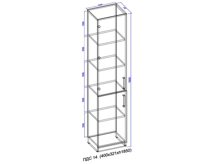 Open cabinet with glass 1850x400x320 wenge 2